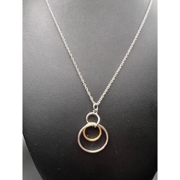 Triple Circle Mixed Metal Necklace - Picture 1 of 4